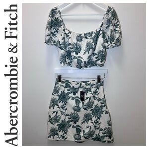 Abercrombie & Fitch Linen Floral Skirt and Crop Top SET - Size XS